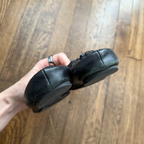 Tory Burch Classic Minnie Black Leather Ballet Flats Size 7 - Picture 3 of 4